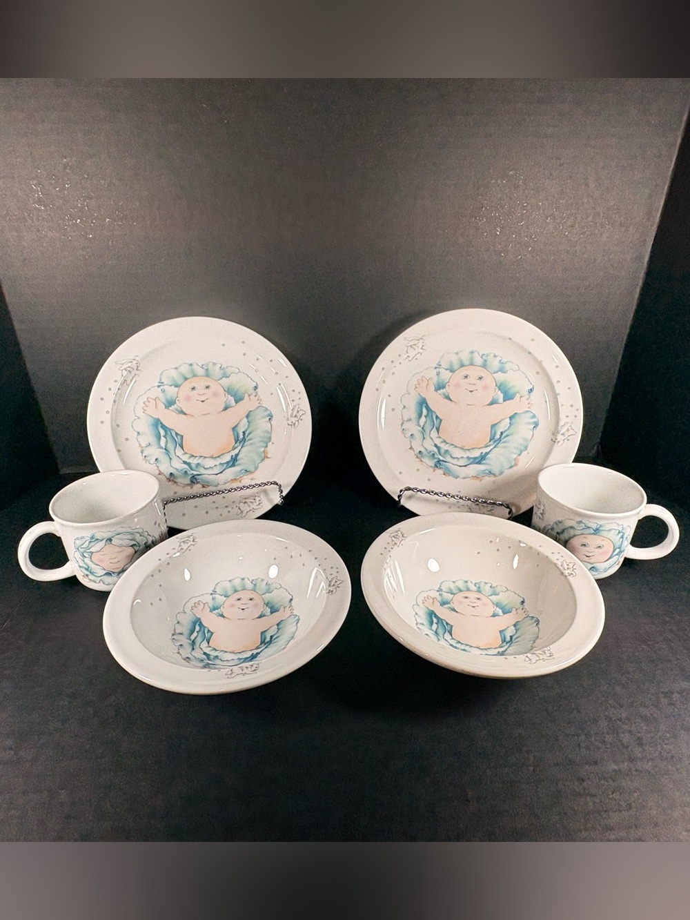 Vintage 1984 Cabbage Patch Kids Royal Worcester 6-Piece Porcelain Dish Set